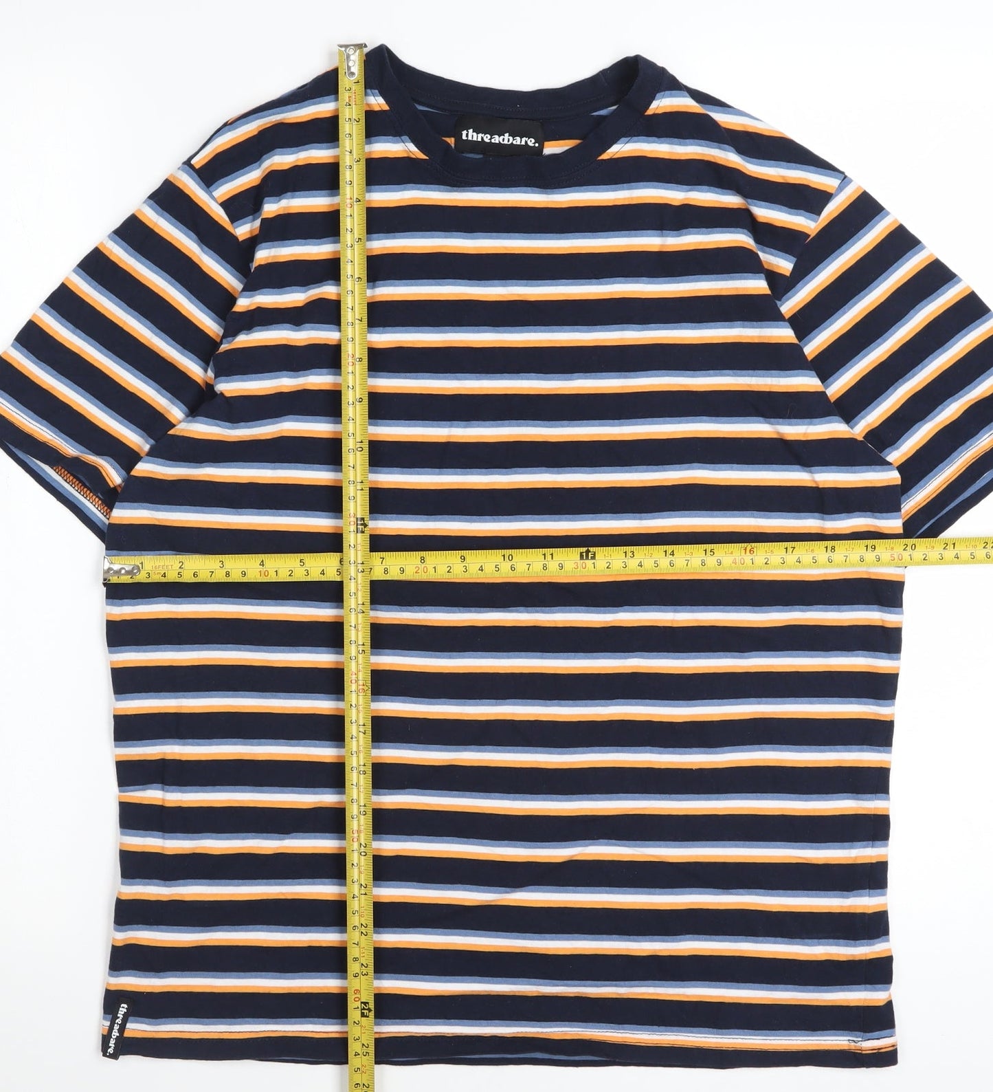Threadbare Men's Multicoloured Striped Crew Neck Cotton T-Shirt Size M