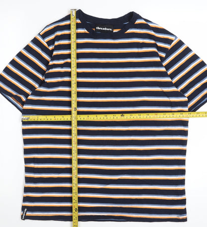 Threadbare Men's Multicoloured Striped Crew Neck Cotton T-Shirt Size M