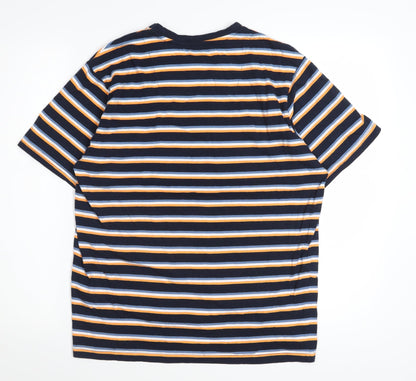 Threadbare Men's Multicoloured Striped Crew Neck Cotton T-Shirt Size M