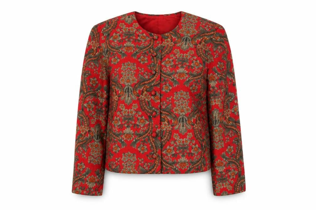Evan-Picone Womens Red Floral Rayon Lined Blazer Size 10