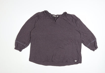 Fat Face Womens Purple 3/4 Sleeve V-Neck Tunic Blouse Size 18