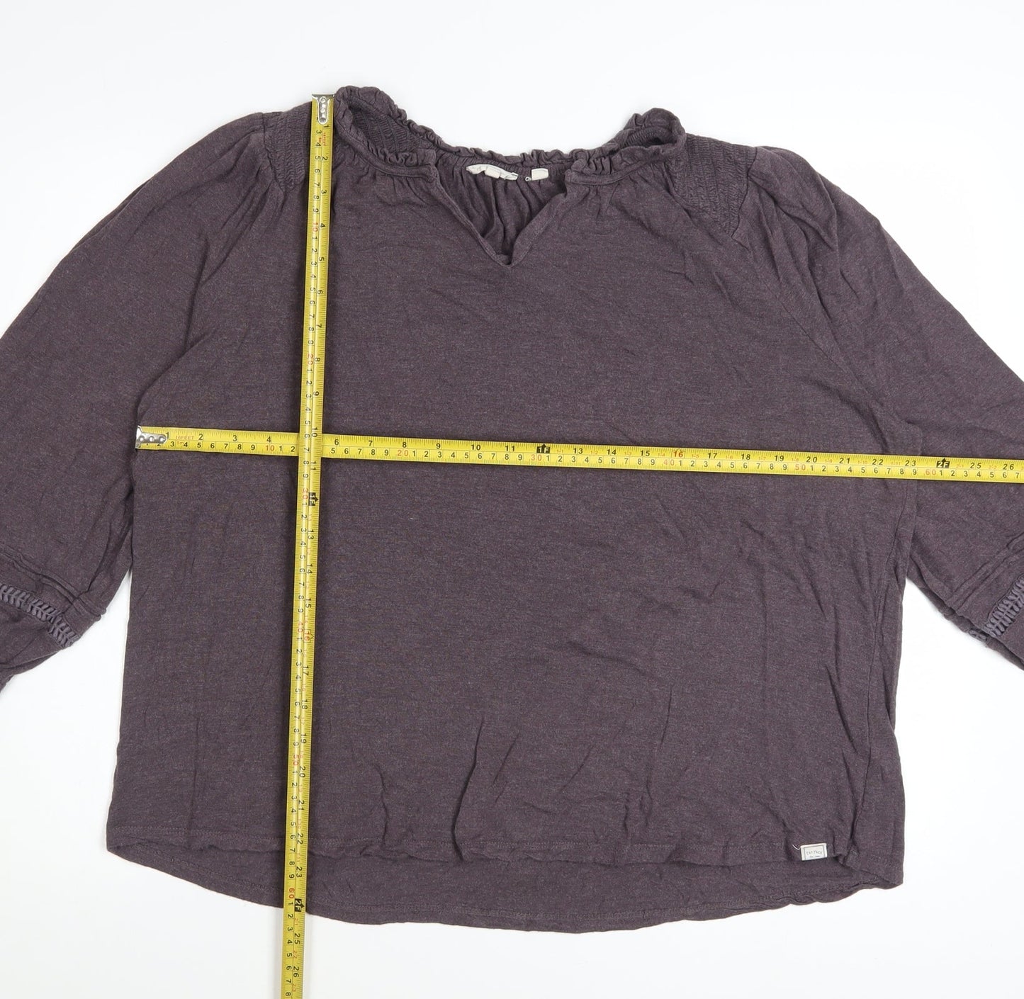 Fat Face Womens Purple 3/4 Sleeve V-Neck Tunic Blouse Size 18