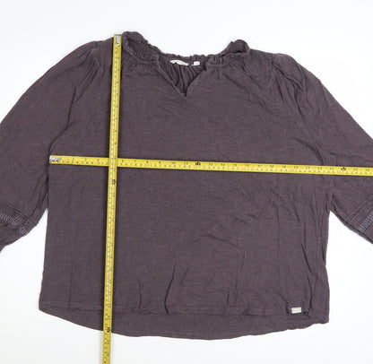 Fat Face Womens Purple 3/4 Sleeve V-Neck Tunic Blouse Size 18
