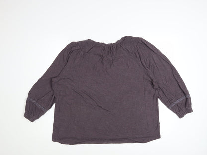 Fat Face Womens Purple 3/4 Sleeve V-Neck Tunic Blouse Size 18