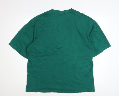 Collusion Men's Green Relaxed Fit Crew Neck Cotton T-Shirt L