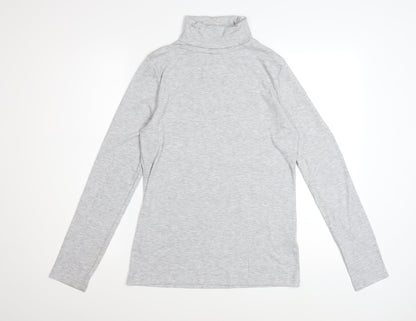 White Stuff Women Grey Roll Neck Long Sleeve Basic Top Size 16
