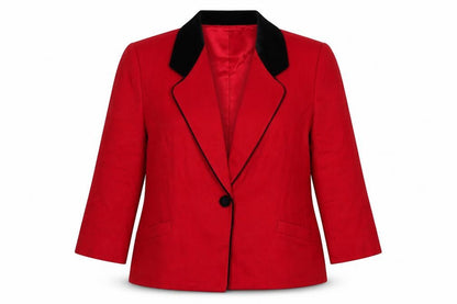 Koret Petites Women Red Wool Blazer Size 16 Classic Single-Breasted Jacket