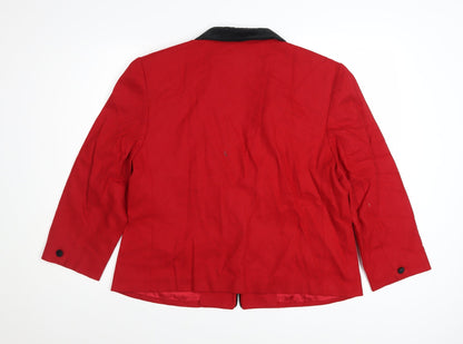 Koret Petites Women Red Wool Blazer Size 16 Classic Single-Breasted Jacket
