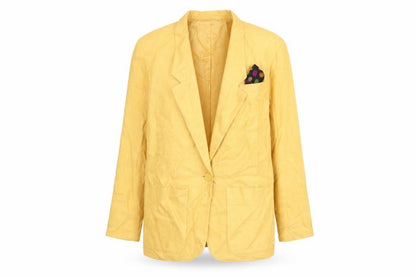 VZF Women's Yellow Linen Blend Long Blazer Jacket Size 8