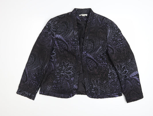 Coldwater Creek Women's Purple Paisley Velvet Jacket Size 12 Petite