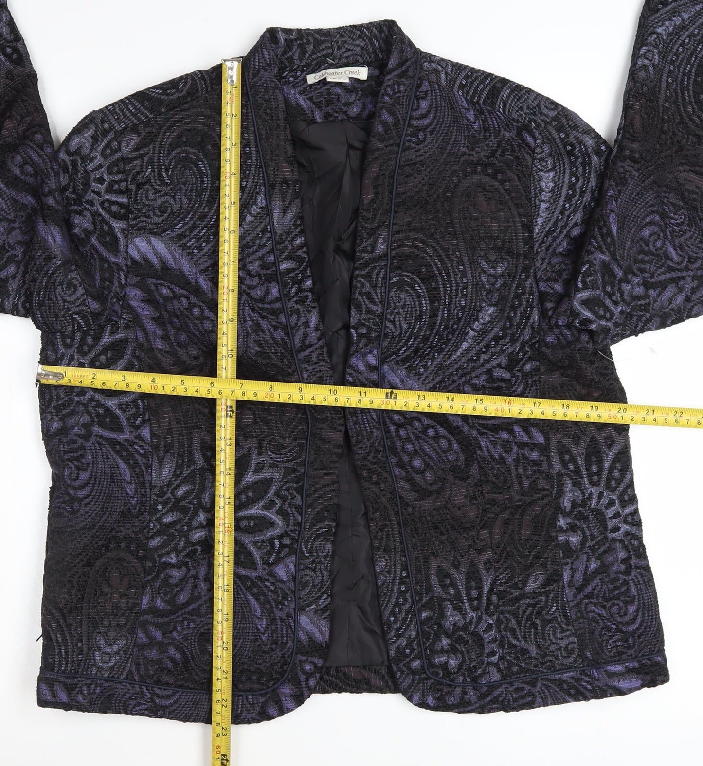Coldwater Creek Women's Purple Paisley Velvet Jacket Size 12 Petite