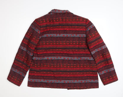 Alfred Dunner Womens Red Geometric Cotton Blend Lined Jacket Size 12