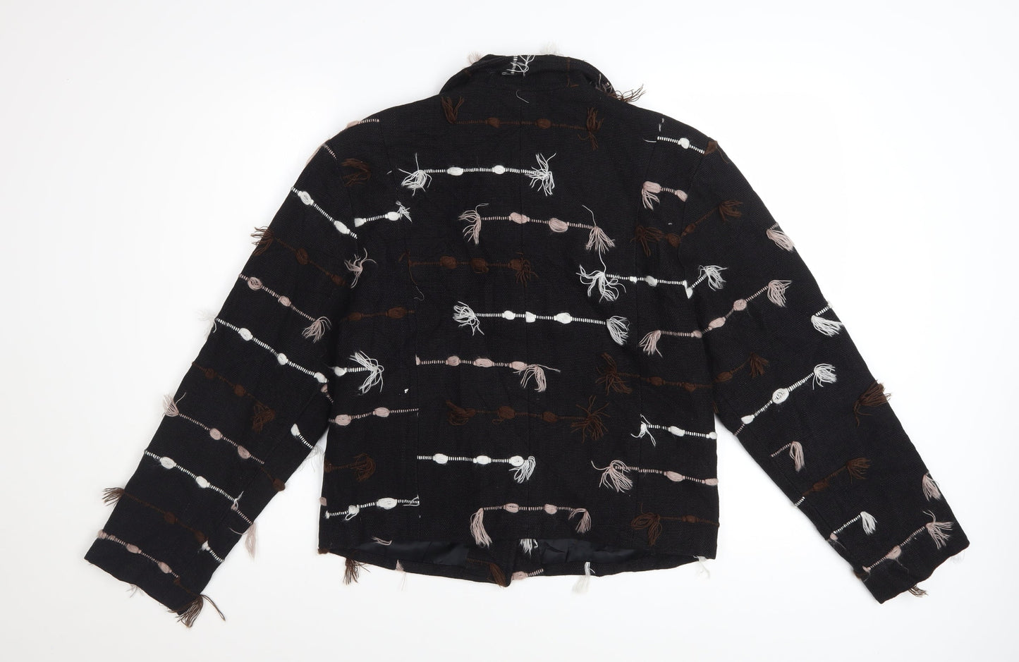 Kindred Spirit Women's Black L Textured Cotton Blend Button Jacket