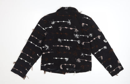 Kindred Spirit Women's Black L Textured Cotton Blend Button Jacket
