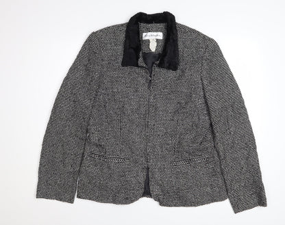 Norton McNaughton Women's Black Tweed Faux Fur Collar Blazer Size 12