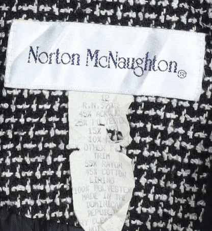 Norton McNaughton Women's Black Tweed Faux Fur Collar Blazer Size 12
