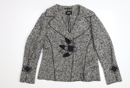 Marks and Spencer Per Una Women's Grey Wool Blend Tweed Blazer Jacket Size 14