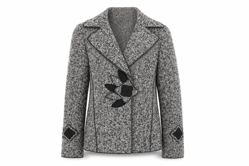 Marks and Spencer Per Una Women's Grey Wool Blend Tweed Blazer Jacket Size 14