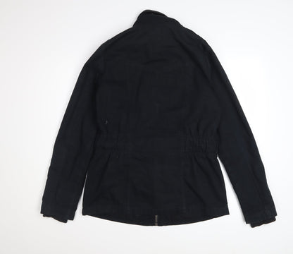 Tommy Hilfiger Women's Black Cotton Belted Military Jacket Medium