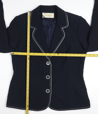 Roman Originals Women's Navy Blue Size 14 Blazer Jacket Tailored Fit