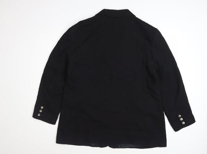 Perrie Women's Black Wool Blend Two-Button Blazer Size 18