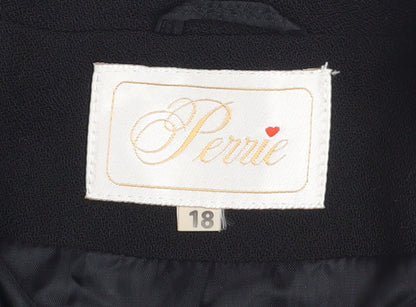 Perrie Women's Black Wool Blend Two-Button Blazer Size 18