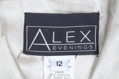 Alex Evenings Women’s Ivory Satin Blazer Jacket Size 12 Formal Wear
