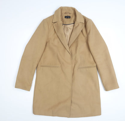 Topshop Women's Beige Mid-Length Overcoat Size 8 Classic Style