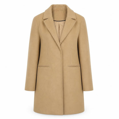 Topshop Women's Beige Mid-Length Overcoat Size 8 Classic Style