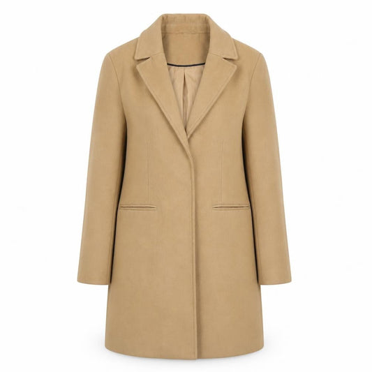Topshop Women's Beige Mid-Length Overcoat Size 8 Classic Style
