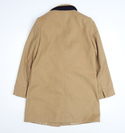 Topshop Women's Beige Mid-Length Overcoat Size 8 Classic Style