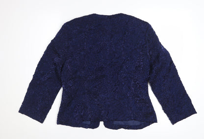 Positive Attitude Women's Blue Petite Textured Blazer Jacket Size 10