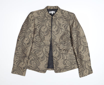 Kasper Women's Gold Floral Blazer Size 12 Regular Single-Breasted