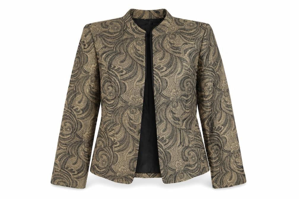 Kasper Women's Gold Floral Blazer Size 12 Regular Single-Breasted