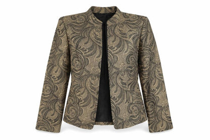 Kasper Women's Gold Floral Blazer Size 12 Regular Single-Breasted