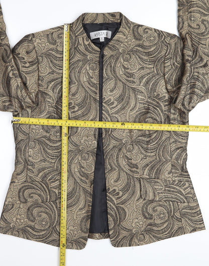 Kasper Women's Gold Floral Blazer Size 12 Regular Single-Breasted
