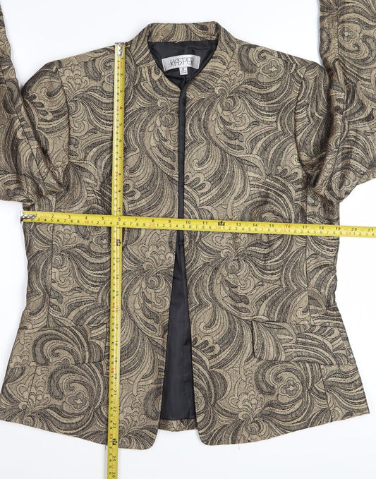 Kasper Women's Gold Floral Blazer Size 12 Regular Single-Breasted