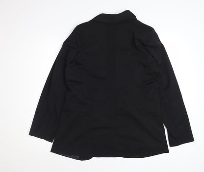 Boohoo Women's Black Blazer UK 12 Regular Fit Lined Jacket