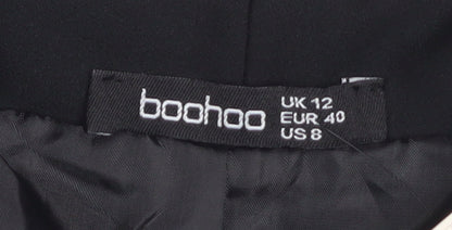 Boohoo Women's Black Blazer UK 12 Regular Fit Lined Jacket