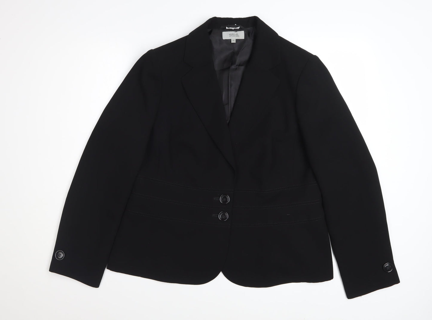 Marks and Spencer Women Black Size 18 Single-Breasted Blazer