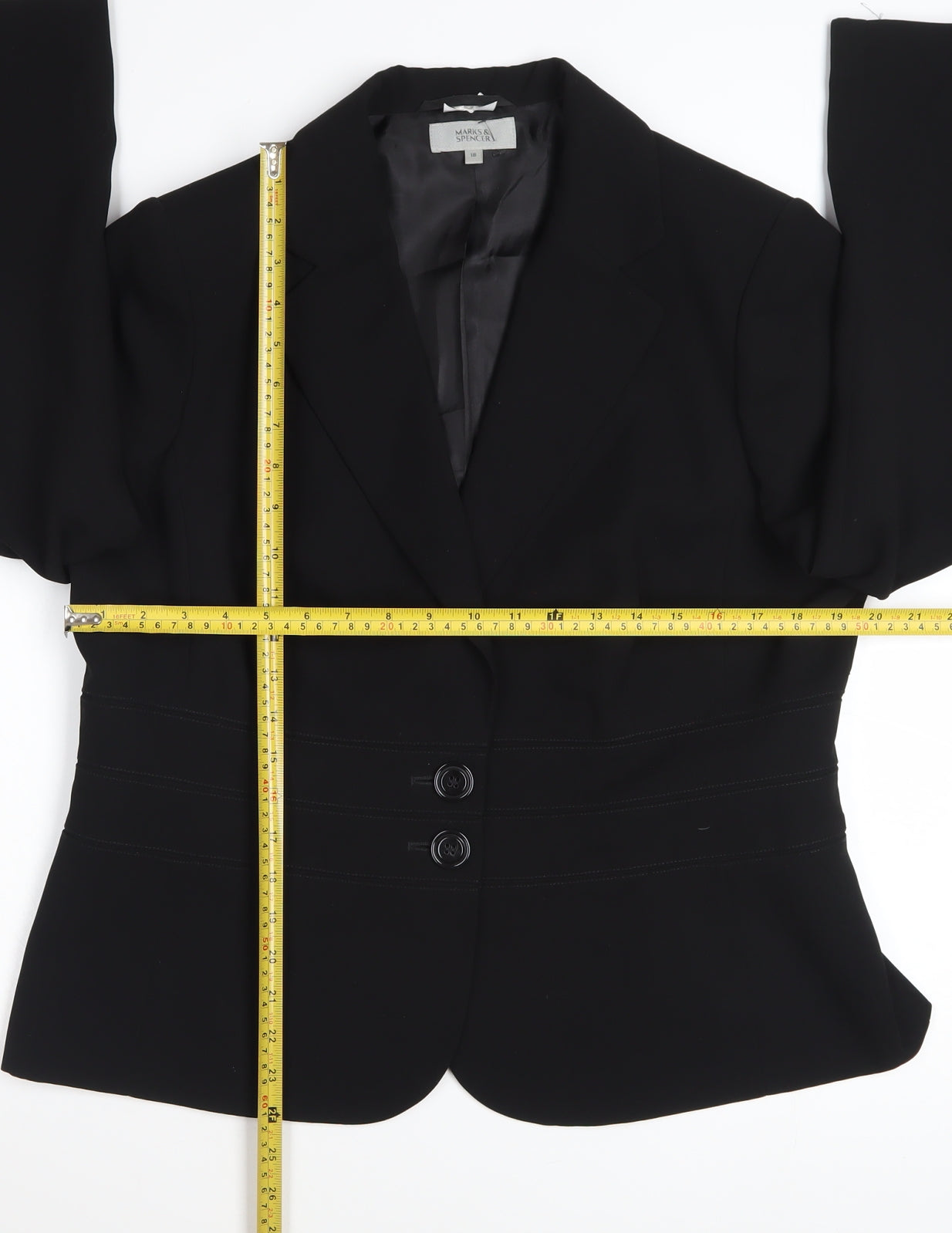 Marks and Spencer Women Black Size 18 Single-Breasted Blazer