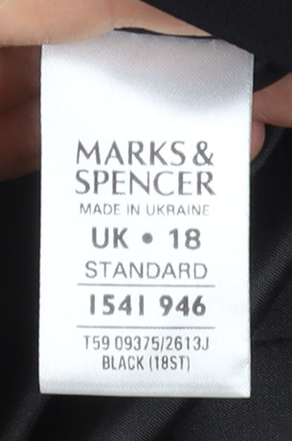 Marks and Spencer Women Black Size 18 Single-Breasted Blazer