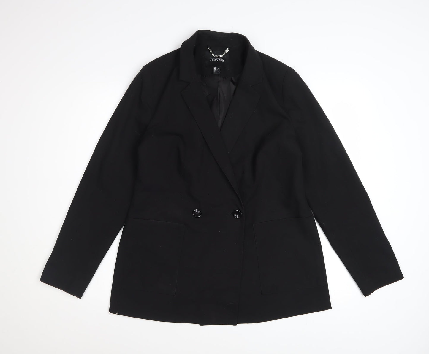 Tailored Women's Black Double-Breasted Blazer UK 10 Classic Fit