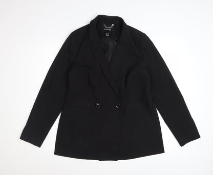 Tailored Women's Black Double-Breasted Blazer UK 10 Classic Fit