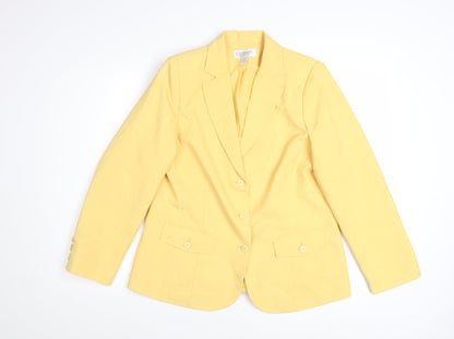 Conrad C Collection Women's Yellow Polyester Single-Breasted Blazer Size 14