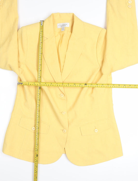 Conrad C Collection Women's Yellow Polyester Single-Breasted Blazer Size 14