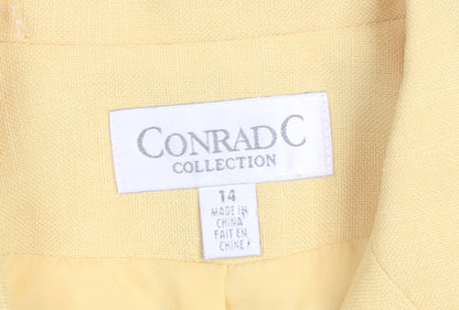 Conrad C Collection Women's Yellow Polyester Single-Breasted Blazer Size 14
