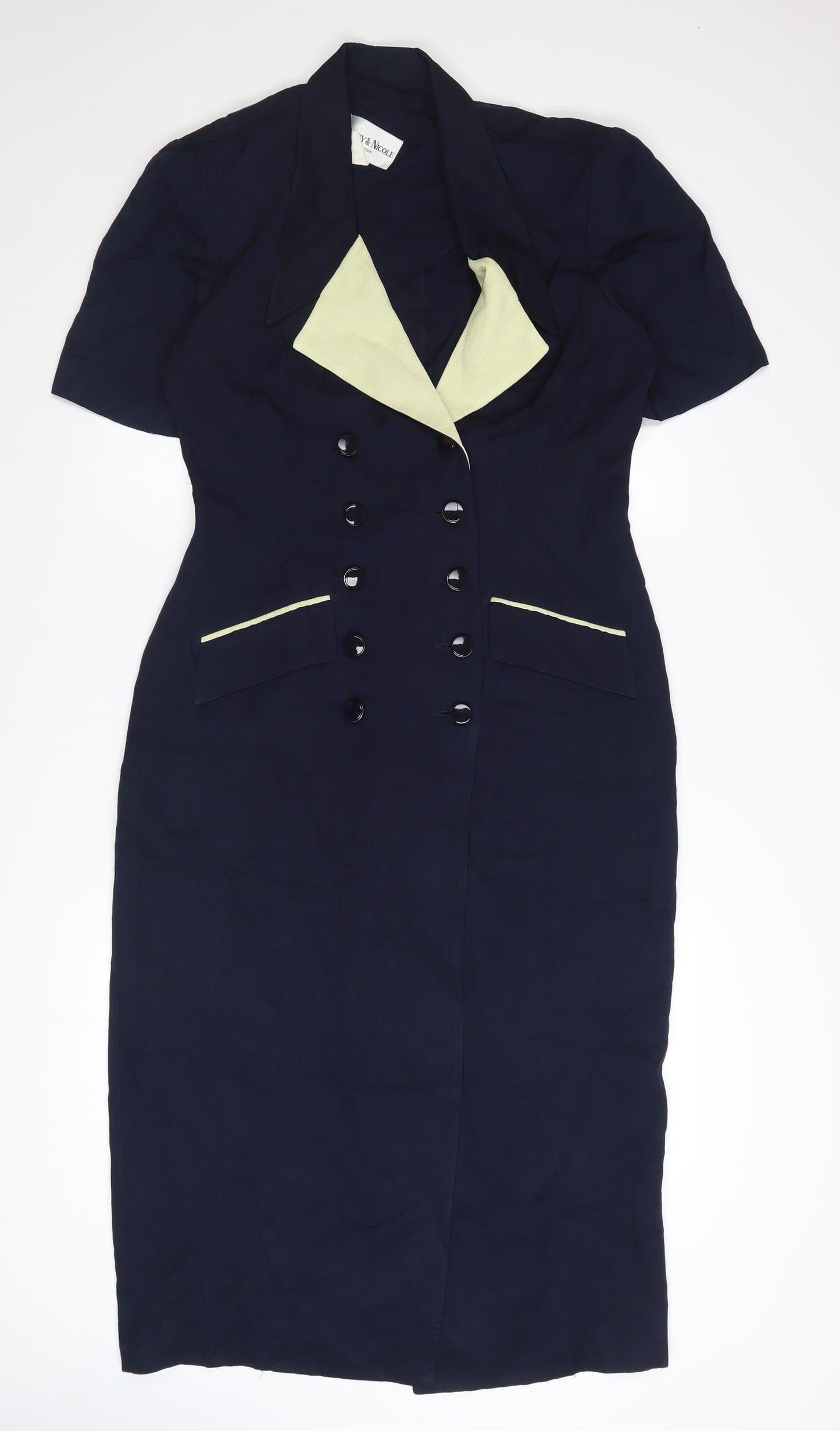 Danny & Nicole Women Blue Sheath Collared Button Dress Size 12
