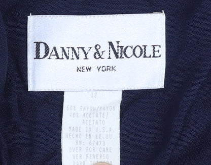 Danny & Nicole Women Blue Sheath Collared Button Dress Size 12