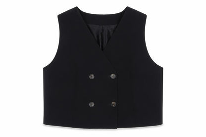 Marks and Spencer Women's Black Double-Breasted Tuxedo Waistcoat Size 22